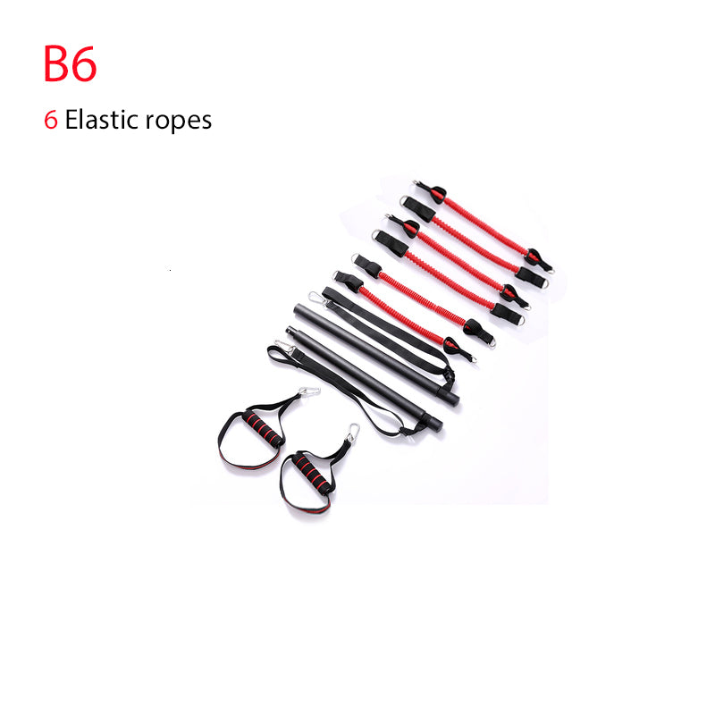 Resistance Bands" Body Workout Trainer Bar with Resistance Bands Rubber Buckles
