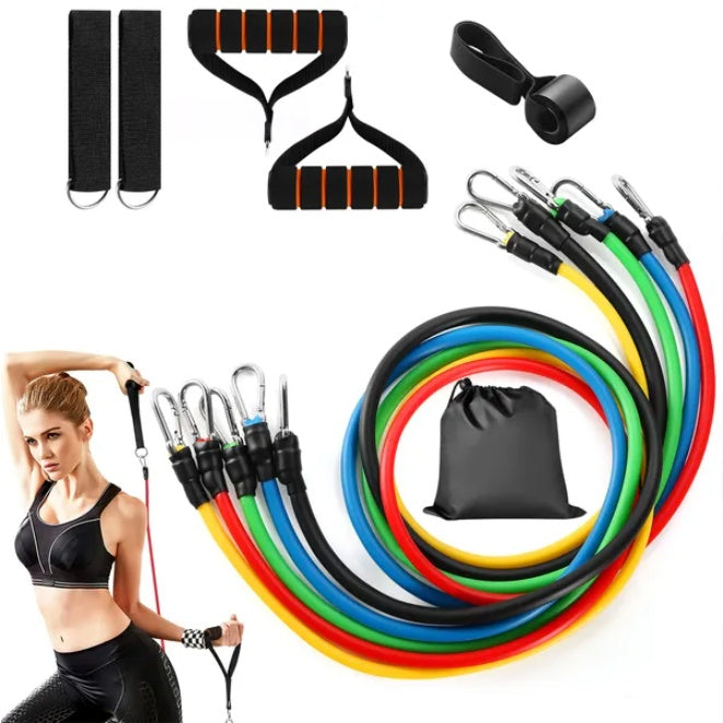 Resistance Bands Set" 11 Piece Elastic Rope Set, Fitness Tension Belt, Portable Yoga Fitness Anti Break Latex Multifunctional Tension Rope