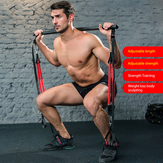 Resistance Bands" Body Workout Trainer Bar with Resistance Bands Rubber Buckles