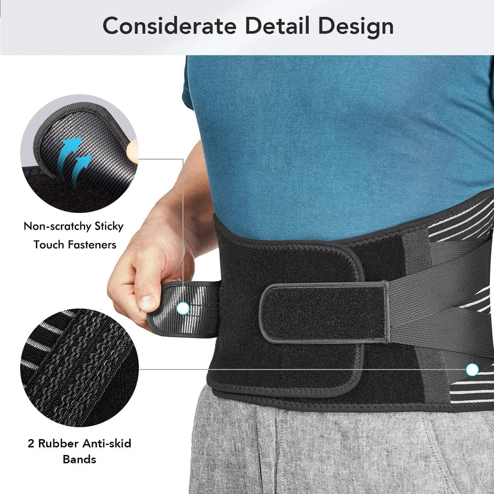 Tcare Sports Back Braces for Lower Back Pain Relief with 6 Stays,Breathable Back Support for Work, Anti-skid Lumbar Support Belt