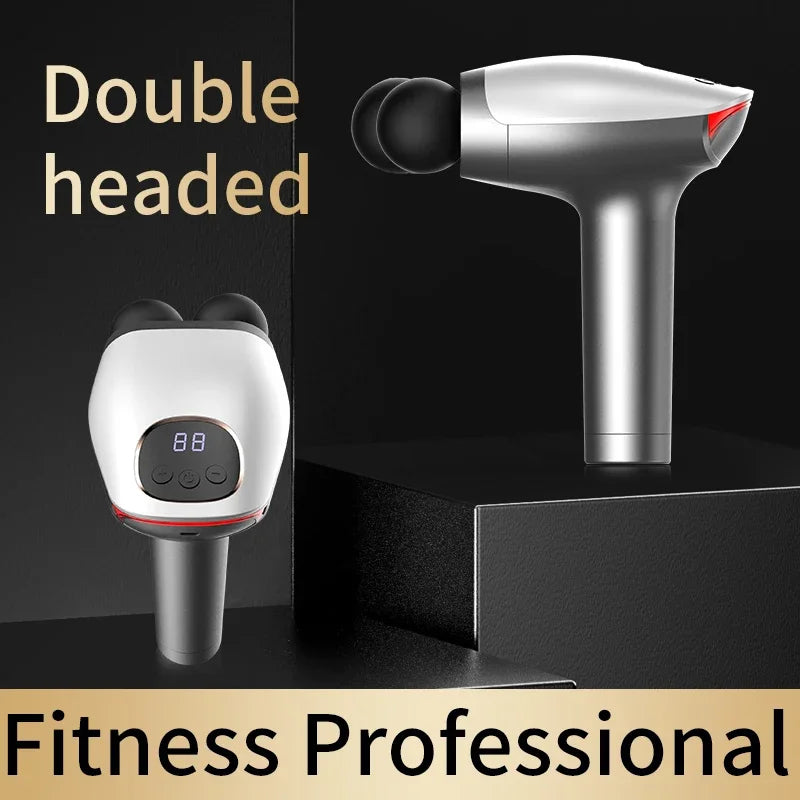 Double Headed Massage Gun Deep Tissue with dual heads,Percussion Back Massager Gun for Athletes Muscle Massage Gun for Pain Reli