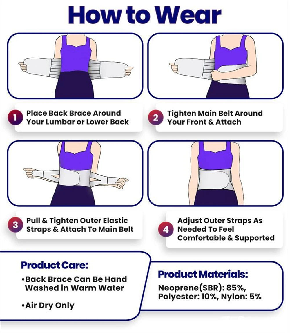 Tcare Sports Back Braces for Lower Back Pain Relief with 6 Stays,Breathable Back Support for Work, Anti-skid Lumbar Support Belt