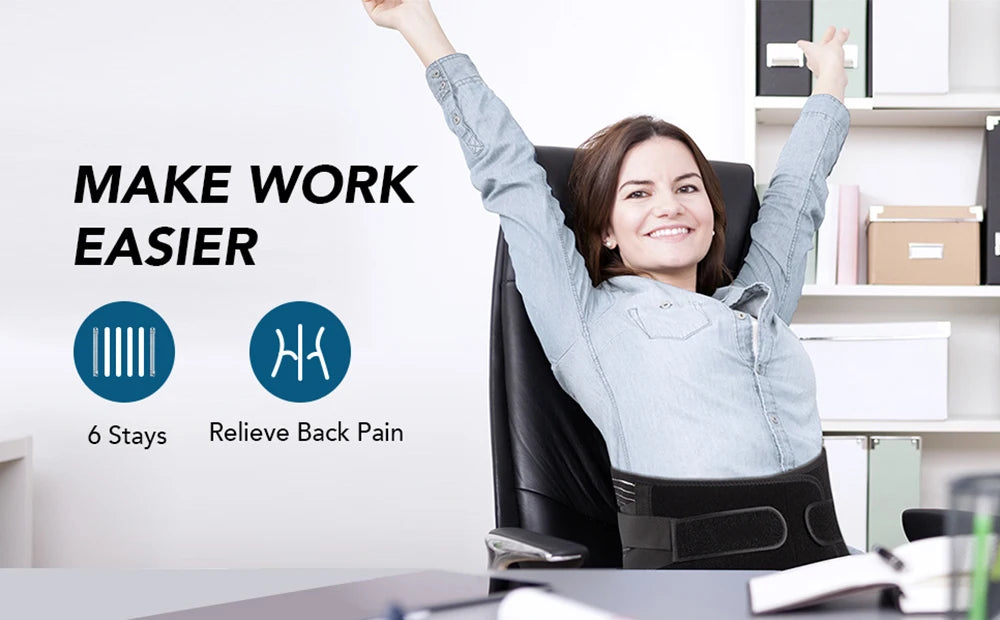 Tcare Sports Back Braces for Lower Back Pain Relief with 6 Stays,Breathable Back Support for Work, Anti-skid Lumbar Support Belt