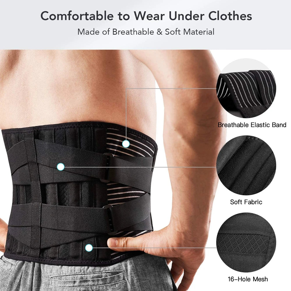 Tcare Sports Back Braces for Lower Back Pain Relief with 6 Stays,Breathable Back Support for Work, Anti-skid Lumbar Support Belt